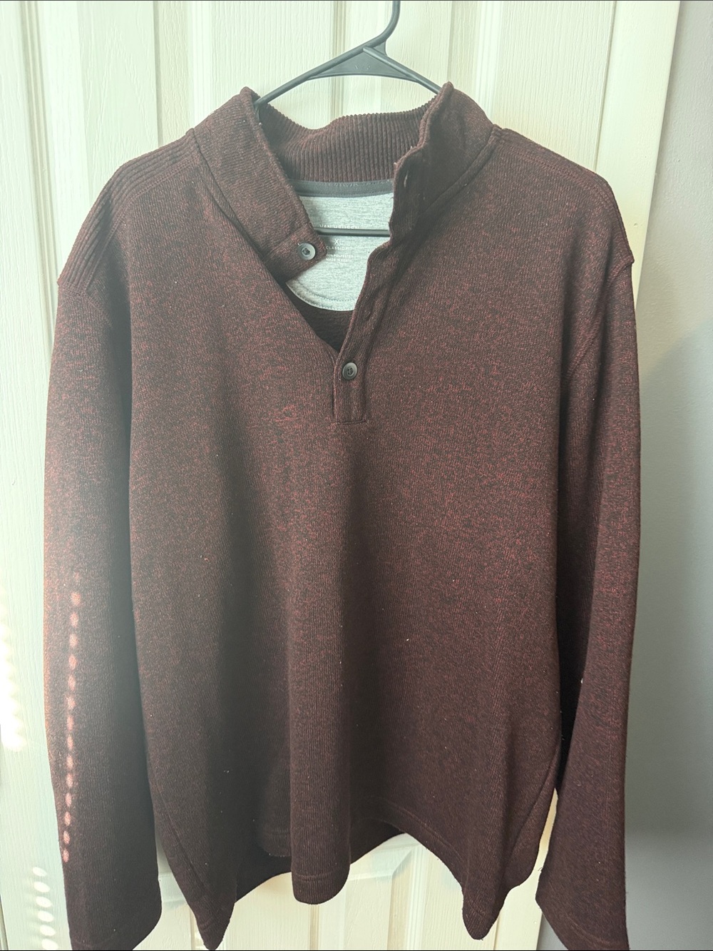 Van Heusen Men's Dark Maroon Henley Cardigan Sweater